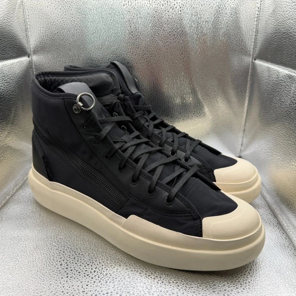 Size 12.5 Adidas‎ Y-3 Ajatu Court High Black Cream Mens Athletic Sneakers HQ5967